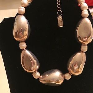 Chunky Silvertone and Pearl Necklace
